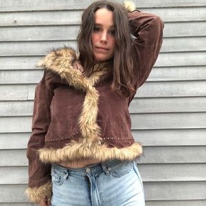 70s inspired dark brown faux leather jacket